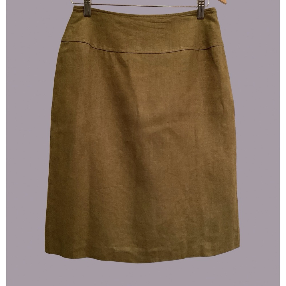 Zara Woman Olive 100% Flax Linen Skirt
